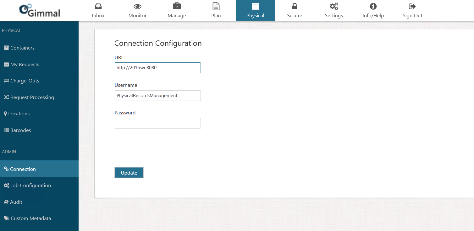 Physical Records Management Configuration